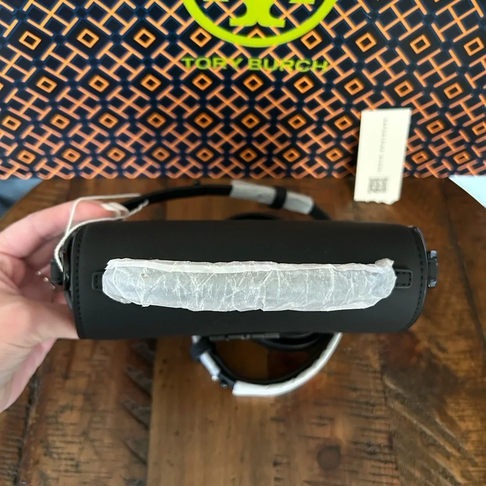 Tory Burch Britten Matte Mini Top Handle Crossbody Bag Black Silver - Picture 4 of 15